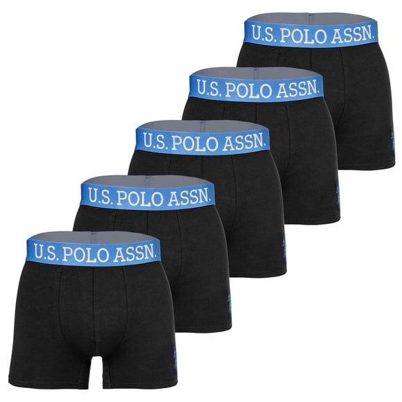 U.S. POLO ASSN. men's boxer shorts, 5-pack - trunks, logo, stretch cotton Black XL (X-Large)