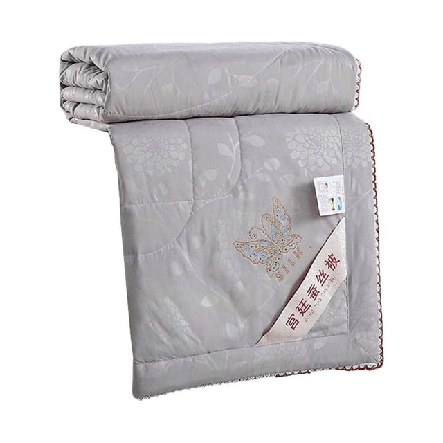 Decodeary Courtepointe d'Été Portable Couleur Unie Réutilisable Imprimée pour Climatisation Respirante Gardant au Chaud Accessoires de Literie Brossée Gris