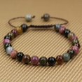 thumbnail image 2 of Natural AA Grade Multicolor Tourmaline Gemstone 6mm Round Beads Adjustable Bracelet 7" Unisex, 2 of 3