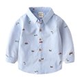 thumbnail image 1 of Qudderr Chemise Boutonnée pour Garçons 2-7T pour Enfants Bébé Manches Longues Chemises Habillées pour Garçons Imprimé Intégral Dessin Animé Hauts Décontractés Blouse de Printemps Automne pour Tout-Petits Vêtements pour Garçons, 1 of 9
