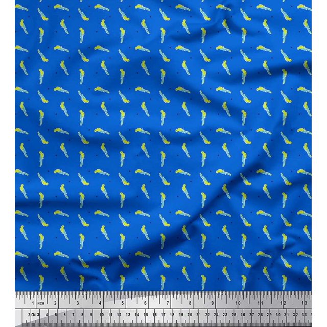 Soimoi Rayon Fabric Dot & Parrot Bird Fabric Prints by Yard 42 Inch Wide