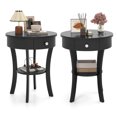 thumbnail image 1 of Costway 2 Pcs Table d'Appoint à 2 Niveaux Bout de Canapé Ronde Table de Nuit Chambre Salon Noir, 1 of 9