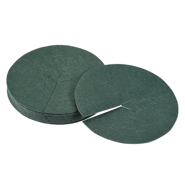 Unique Bargains 5.4' Round Nonwoven Tree Mulch Ring Mat Cover Plant Barrier, Dark Green 12 Pack