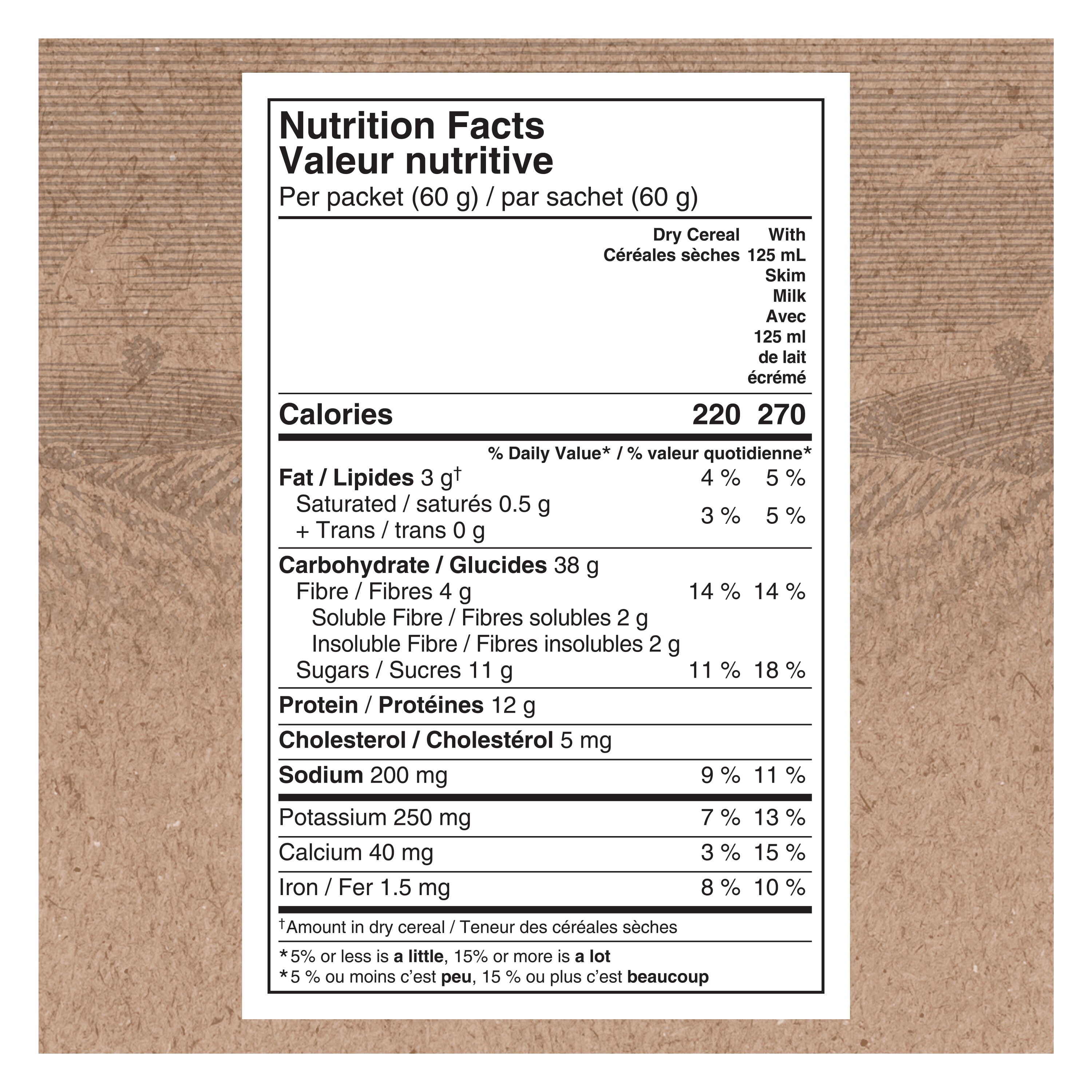 Gruau instantane Quaker Protein+ a l'erable et a la cassonade