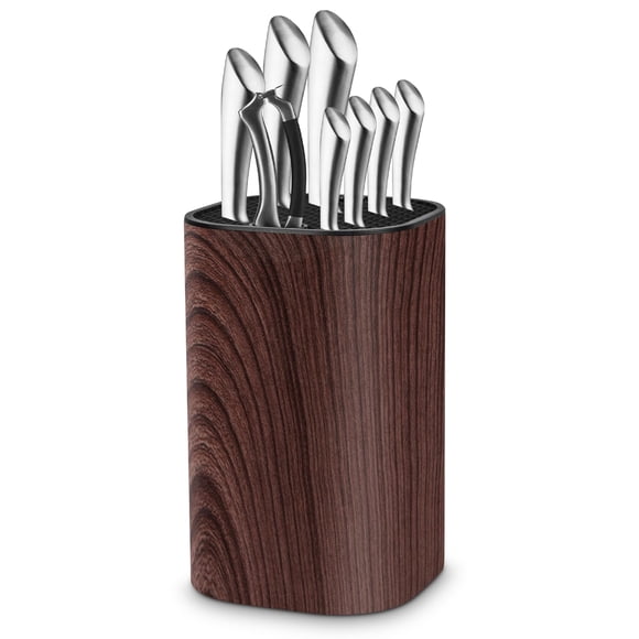 Qoosea Knife Block Without Knives Large Volume Knife Holder with Scissors Slot Sharpening Rod Slot Detachable Knife Storage Space Saver for Kitchen