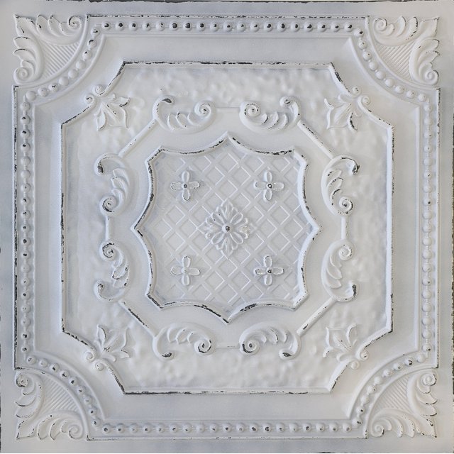 Tuile de Plafond en Faux Étain PVC à Insérer, à Coller 2'x2', Cendré Neige