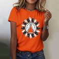 thumbnail image 2 of Dadaria Hauts pour Femmes Chemise Orange Manches Courtes T-Shirt Col Rond Été Imprimés de Main Chandail Blouses S, 2 of 6