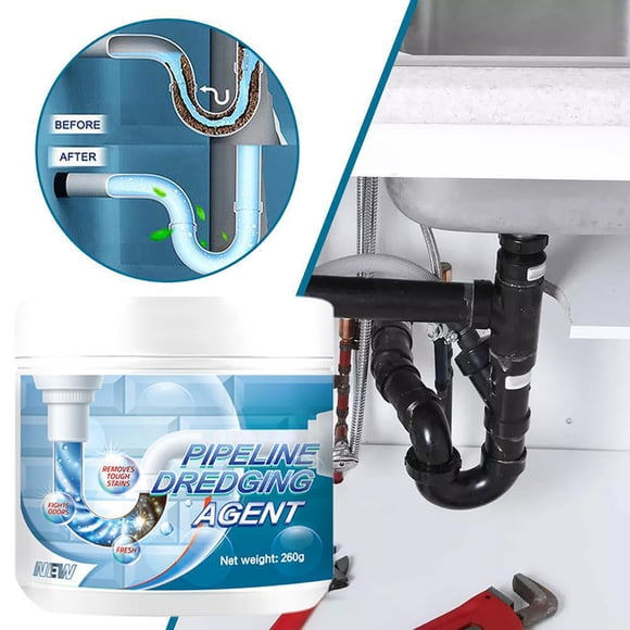 FHBVT Sink Pipe Cleaner Powerful Decontamination Dredging Agent Dissolves Hair Grease Food Waste Clears Clogs Eliminates Odor Safe Formula Suitable For Kitchen Bathroom Toilet Floor Drain Cleaning