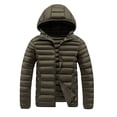 thumbnail image 2 of Men's Winter Quilted Jacket with Stitching Design, Slim Fit Hooded Coat, Polyester Material for Warmth and Insulation, Suitable for Cold Weather Casual and Outdoor Activities, 2 of 9