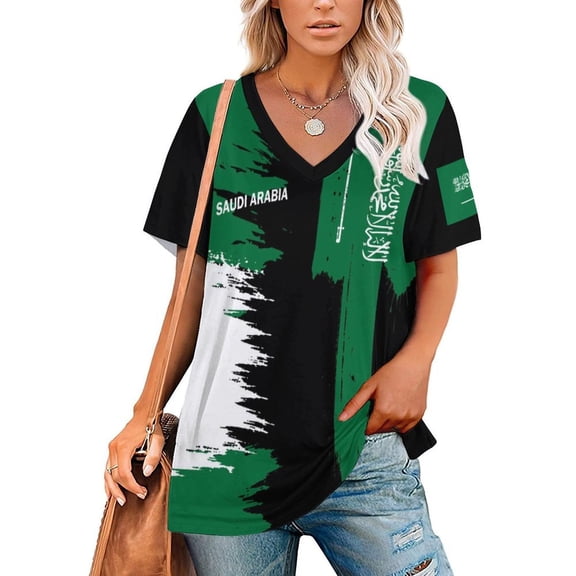 Chandail de Soccer pour Femmes Arabie Saoudite 2026 pour Fans de Soccer avec Drapeau de la Nation, Chandail Aussi Personnalisé