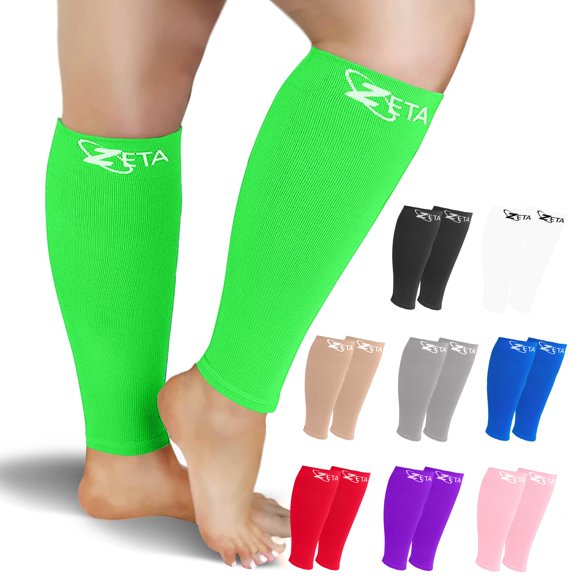Zeta Wear 1 Pair Plus Size Calf Compression Sleeves - 15-19 mmHg Graduated Support for Men & Women | Wide Calf Fit for Swelling Varicose Veins Shin Splints Travel Nurses Running Recovery