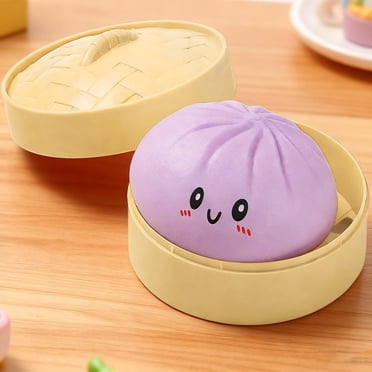 Large Dumpling Squishy Stress Ball,Jumbo Rainbow Mystery Squishy Bun Sensory Toys for Anxiety Relief Fidget, Soft Squeeze Toys for Adults Dumpling Squishies Toy with Food Steamer Stretchy Desk Toys