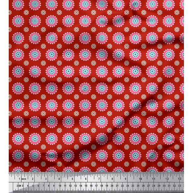 Soimoi Moss Georgette Fabric Flower Artistic Print Fabric by Yard 42 Inch Wide