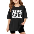 thumbnail image 1 of Girls Summer Oversized T-Shirts - Short Sleeve, Crewneck, Solid Color - Casual Basic Tops, 3-14 Years, 1 of 5