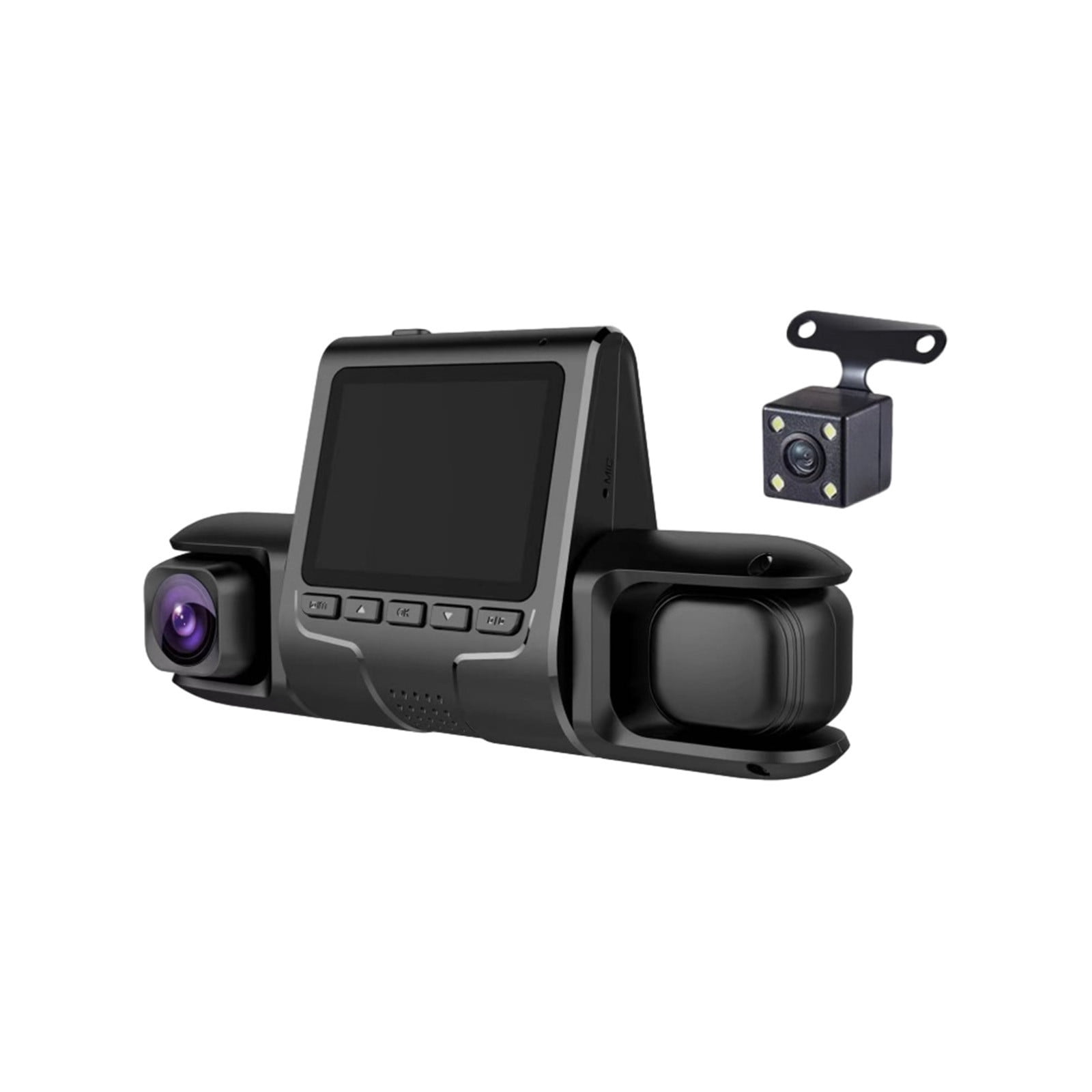 Dash Cam Front and Rear 3-Channel Dash Cam with 1080P Built-In Front and Rear Dash Cam, Dash Cam with Infrared Night Vision Ring for Motion Detection, Three-Way Dash Cam