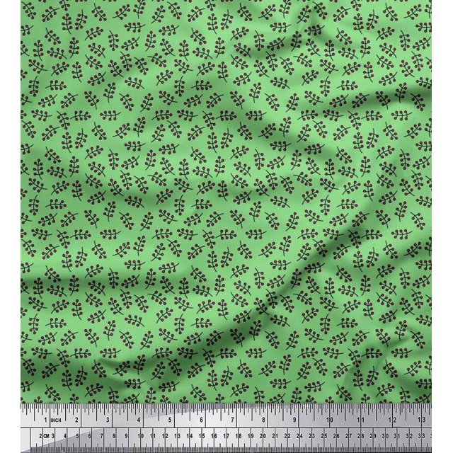 Soimoi Green Poly Georgette Fabric Berries Fruits Printed Fabric 1 Yard 42 Inch Wide