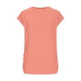 thumbnail image 3 of T-shirts d'Été pour Femmes Tendance 2025 Froncés à Manches Courtes Style Cap, T-Shirts Basiques à Col Rond, 3 of 8
