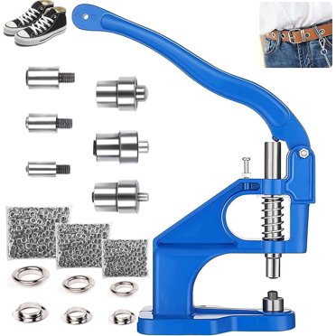 Eyelet Press, Eyelet Punching Machine Eyelet Press with 3 Dies and 1500 Eyelets, for Leather Textile