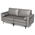 thumbnail image 1 of Costway Modern Loveseat 2-Seat Sofa Couch with 2 Bolsters Side Storage Pocket Grey, 1 of 10