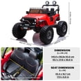 thumbnail image 3 of VOLTZ TOYS Lifted Monster Jeep Style 24V 2-Seater Kids Ride-On Off-Road Car Truck, 4WD Motorized Toy Vehicle with Parent Remote Control, Leather Seat, EVA Tires, Red, 3 of 7