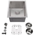 thumbnail image 2 of GloryStar Undermount Single Bowl Kitchen Sink, 304 Stainless Steel Deep Basin, Hand-Welded, Includes Bottom Grid & Accessories, 2 of 7