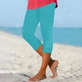 thumbnail image 3 of Capris de Course pour Femmes Pantalon Court Jambe Échancrée Grande Taille Polyester Capris Amples Pantalons Capris pour Dames Style C-90 Bleu Pâle S, 3 of 6