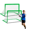 thumbnail image 1 of 2-Pack Foldable Kids Soccer Goals Set - Portable Training Net with Steel & Fiberglass Frame, Oxford Cloth Net, 4 Support Rods, 4 Connecting Rods, 8 Ground Nails & 2 Storage Bags - Indoor/Outdoor Use, 1 of 7