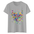 thumbnail image 4 of LUOGENLI T-shirts pour Femmes, Col Rond, Manches Courtes, Imprimé, Confortable, T-shirts Amusants, Graphiques, Saint-Valentin, Gris Clair P, 4 of 4