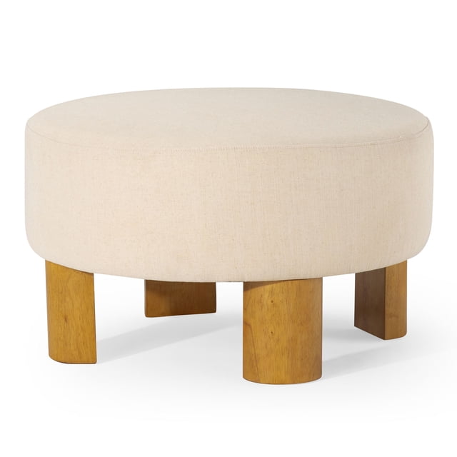 Maven Lane Celia Ottoman Contemporain Rembourré avec Fini Bois Naturel Raffiné