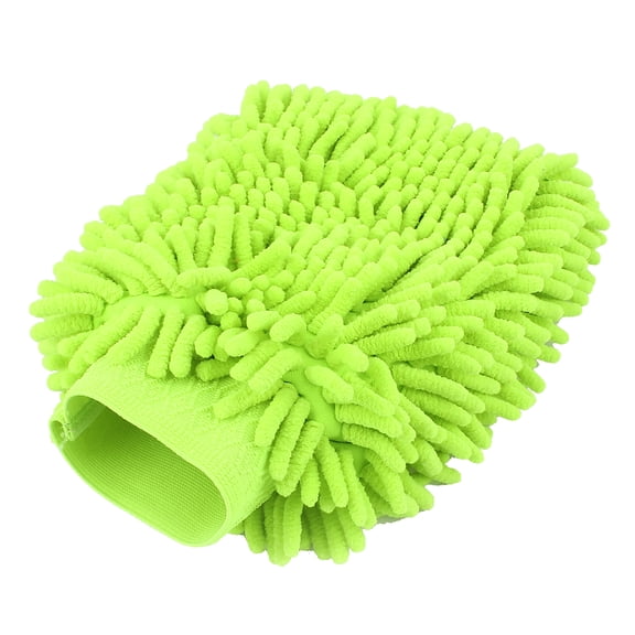 Unique Bargains Mitaine de Voiture en Microfibre Lavage Lavage Nettoyage Gant Anti-Rayures Vert Fluorescent