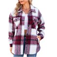 thumbnail image 2 of Hauts pour Femmes Manches Longues Mode Poches Imprimées Veste à Carreaux Manches Longues Sexy Décontracté, 2 of 8