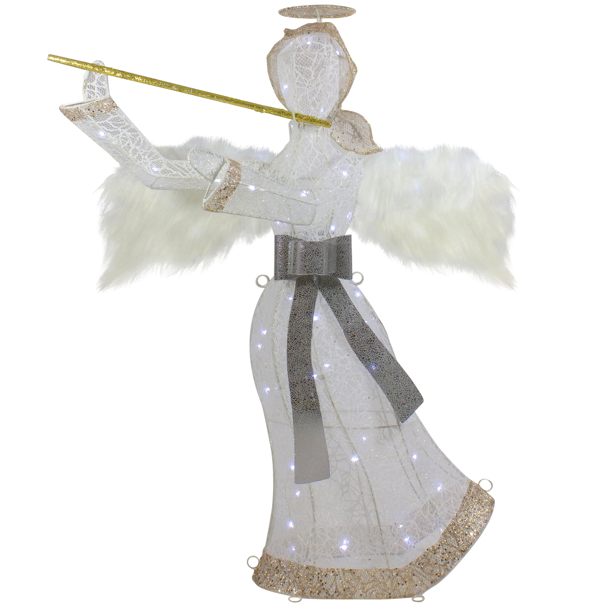 Northlight 36 Pouces Dentelle Éclairée à LED Angel avec Flûte Décoration de Noël Extérieure