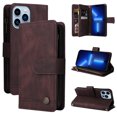 thumbnail image 1 of Case for iPhone 13 Pro Cover Zipper Pocket Wallet Case Magnetic Protective - Braun, 1 of 5