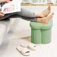 thumbnail image 2 of PINPLUS 12.6" Green Ottoman Storage Box, Folding Storage Seat Box, Small Footstool For Living Room, Kid's Toy Chest Box, Teddy Flower Shape,, 2 of 7