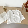 thumbnail image 2 of Besolor Baby Girls Cardigans Kids Casual V Neck Button Front Hollow out Long Sleeve Jacket Tops Fall Clothes, 2 of 4