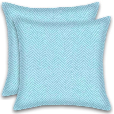 Ensemble de 2 coussins en coton à rayures à chevrons remplis de poly avec fermeture à glissière lavable en machine