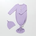 thumbnail image 1 of RXIRUCGD Newborn Baby Boy And Baby Girl Solid Color Jumpsuit Pajamas Hat Set Rompers( Purple, Size:0 Month ), 1 of 3
