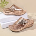 thumbnail image 4 of Gspmoly Sandales à Enfiler pour Femmes, Pantoufles Confortables Décontractées à Bout Rond pour Femmes, Chaussures de Plage Décontractées à Semelle Antidérapante, Pantoufles pour Femmes d'Intérieur Or Rose 39, 4 of 9