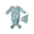 thumbnail image 1 of Xingqing 2PCS Newborn Infant Baby O-Neck Floral Cartoon Print Sleeping Pocket Round Hat, 1 of 8