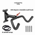 thumbnail image 1 of Wall-Mounted Mountain Bike Storage Rack with Double Hooks - 360° Rotating, Adjustable Height, Secure Fixation & Durable Materials for Space-Saving Indoor/ Garage Bicycle Parking with Straps, 1 of 6