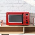 thumbnail image 3 of Costway 0.7Cu.ft Retro Countertop Microwave Oven 700W LED Display Glass Turntable Red, 3 of 10