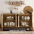 thumbnail image 4 of WAMPAT 63" Wide Large Buffet Cabinet with Storage, Modern Buffet Table, Coffee Bar, Wine Bar, Curved Cabinet with 4 Doors for Dining Room, Living Room, Kitchen, Light Walnut, 4 of 9