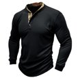 thumbnail image 1 of RKSTN Mens Sweatshirt knit Beefy Muscle Basic Solid Pure Color Shirts Long Sleeve V Neck Blouse Tops with Buttons, 1 of 7