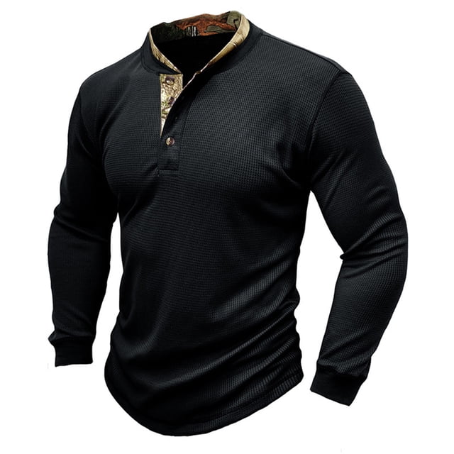 RKSTN Mens Sweatshirt knit Beefy Muscle Basic Solid Pure Color Shirts Long Sleeve V Neck Blouse Tops with Buttons