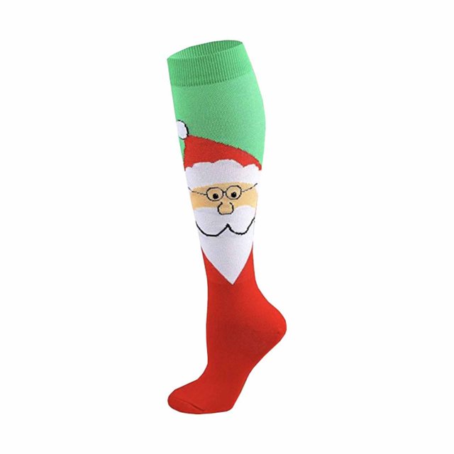 Chaussettes Mi-Mollet Imprimées de Noël, Longues, Chaussettes Jusqu'aux Genoux, Bas, Bas de compression Multicolores