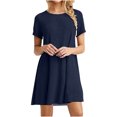 thumbnail image 2 of Jienlioq Robe Grande Taille pour Femmes aux Formes, Mode Décontractée, Manches Courtes, Uni, Col Rond, Robe Mini Ample pour Dames, 2 of 3