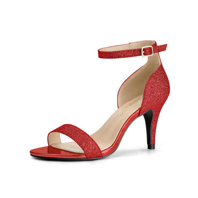 BLISSFUL STEP Women's Sandals Stiletto Heels Open Toe Glitter Prom Sandals