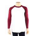 thumbnail image 1 of SLM Men's Long Sleeve Cotton Baseball Raglan Tee Shirt Jersey -White/Maroon-Large, 1 of 1