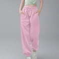 thumbnail image 3 of PMVFHDE Kids Pants Medium And Large Children Casual Girls Solid Color Drawstring Sweatpants,Pink,7-8 Years, 3 of 6