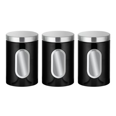 3PC Kitchen Canister Set -with Secure Lids&Viewing Window Suitable for Sugar, Tea, Coffee, Etc -Multi Food Storage Jars